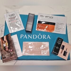 Pandora Jewelery Travel Bag with Assorted Cosmetic/Beauty Samples Set Bundle